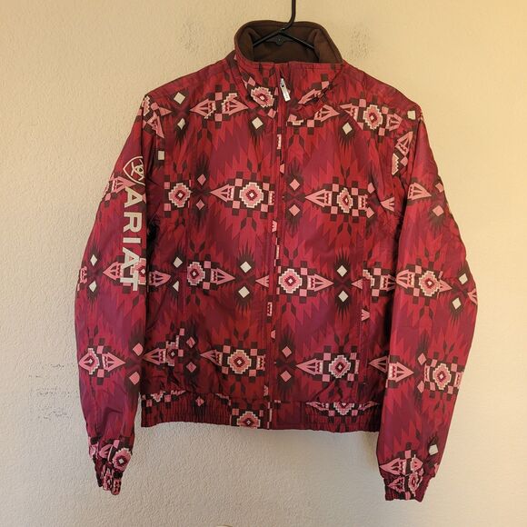 Ariat Jackets & Blazers - Ariat Coat Womens Small Red Western Stable Jacket Aztec Full Zip Cowgirl Alamo